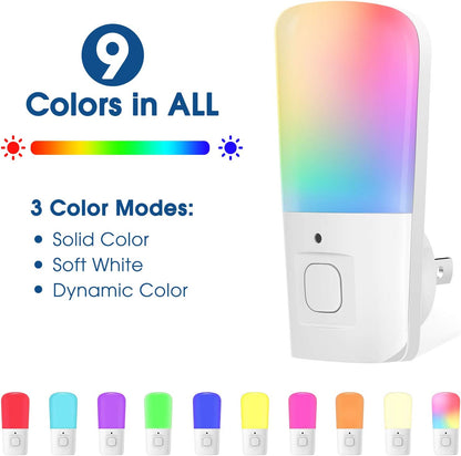 L LOHAS LED Amber Night Light, Dimmable Plug in Yellow Night Light with Dusk to Dawn Sensor, Kids Night Lights for Bedroom, 5-80LM Suit for Nursery, Hallway, Stairway,Bedroom, Bathroom, 2Pack