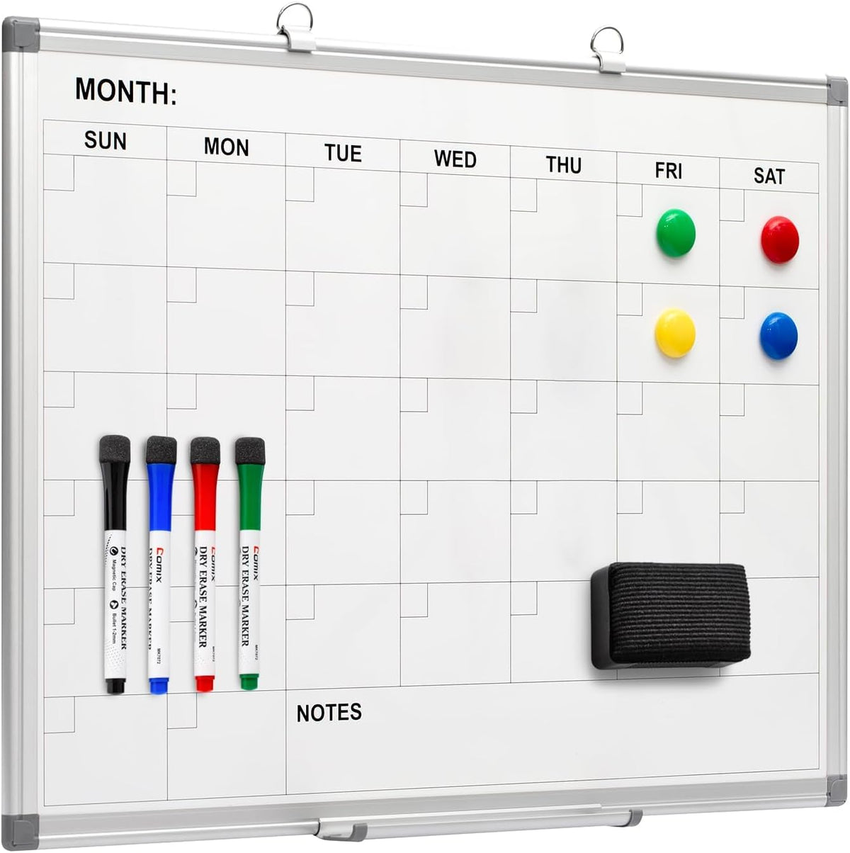 Comix Magnetic Monthly Calendar Whiteboard, 24 x 18 Inches Wall Planner