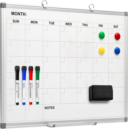 Comix Magnetic Monthly Calendar Whiteboard, 24 x 18 Inches Wall Planner