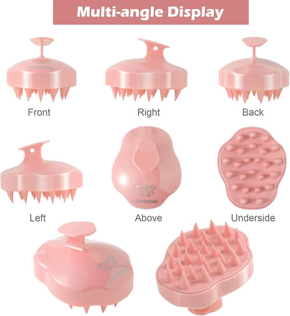 URTHEONE Soft Silicone Hair Scalp Massager Shampoo Brush for Wet Dry Oily Curly Straight Thick Thin Rough Long Short Natural Men Women Kids Pets Hair Care Tools（Pink