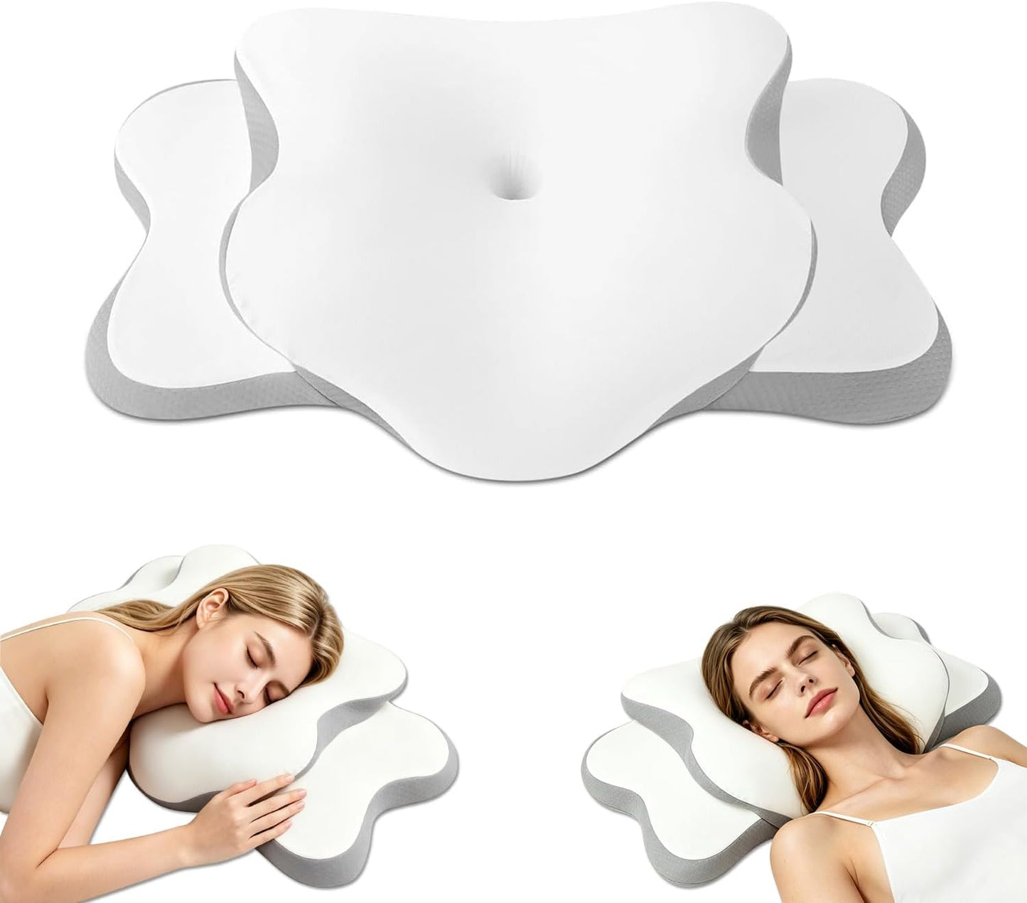 Ergo Pillow for Sleep Apnea, Neck Pain, and Snoring Relief | Cervical Neck Pillow for Neck Pain Relief & Side Sleeper | Orthopedic Memory Foam with Ergonomic Neck Support, Gray, Standard