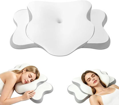 Ergo Pillow for Sleep Apnea, Neck Pain, and Snoring Relief | Cervical Neck Pillow for Neck Pain Relief & Side Sleeper | Orthopedic Memory Foam with Ergonomic Neck Support, Gray, Standard