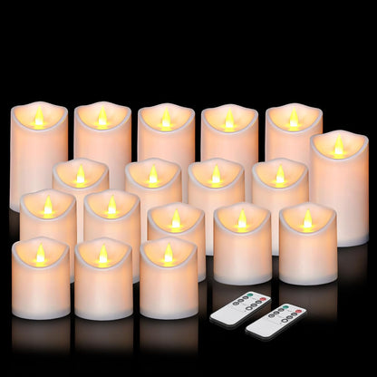 Flameless Candles 4" 5" 6" Outdoor Indoor Pillars Battery Operated Flickering Candles Include 10-Key Remote Timer 400+ Hours by 2 AA Batteries (Ivory Candle - Warm light, 3"D x 4"|5"|6" H - 3 Pack)