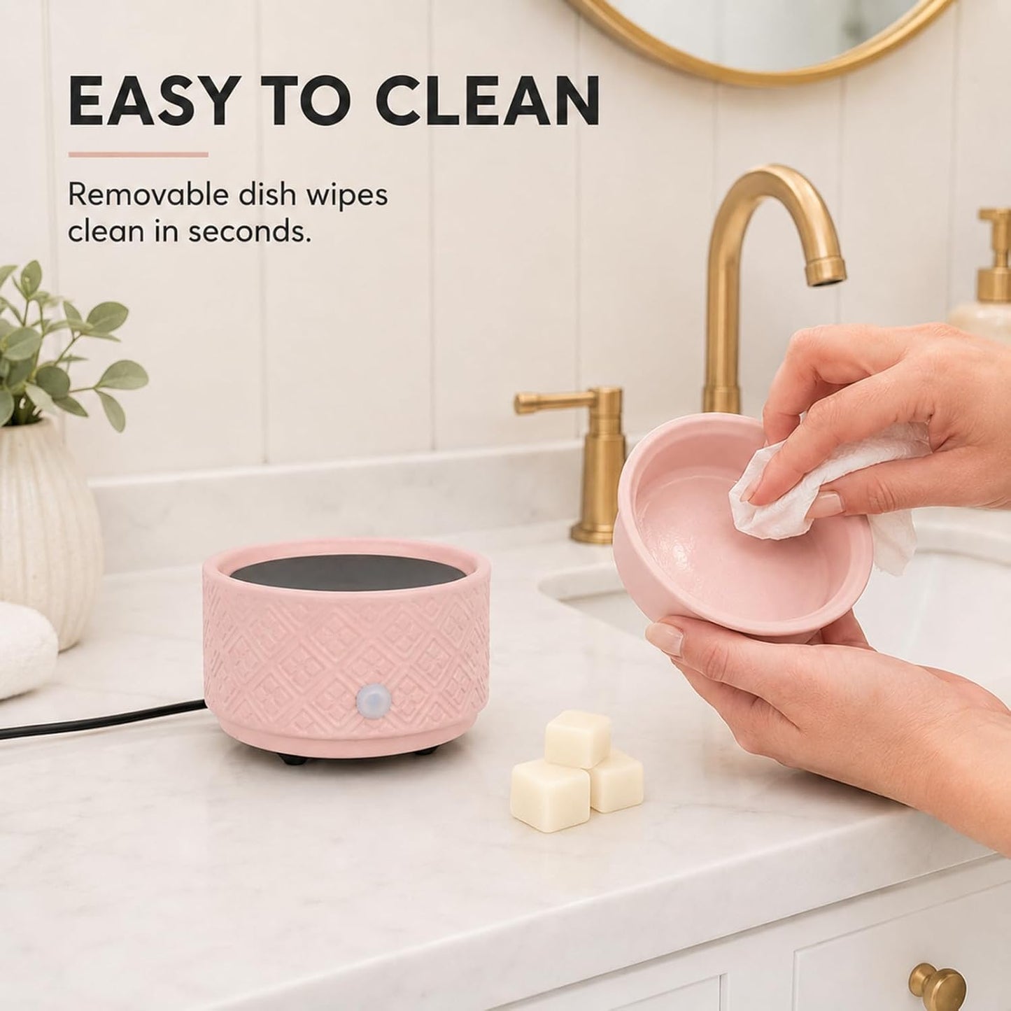 mocosa Ceramic Wax Warmer Wax Melt Warmer for Scented Wax 3-1 Electric Candle Warmer Home Fragrance Wax Burner for Mom Women(White-Fan Shaped)