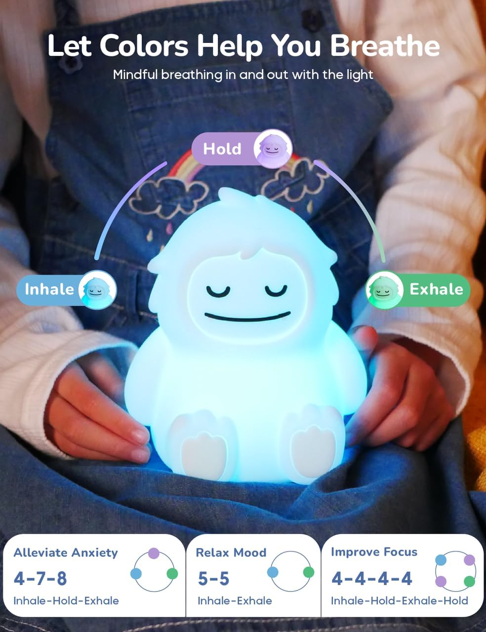 Breathing Pal 'Ted'- Mindfulness Breathing Light, Guided Visual Meditation Breathing Light, Anxiety Relief Items for Calm Down Corner/Meditation/Sleep for Adult&Kid