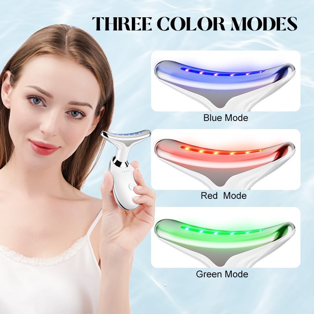 Neck Face Massager Tool, 3-in-1 Portable Facial Massager, Face Sculpting Tool at Home for Skin Care with Vibration (White)