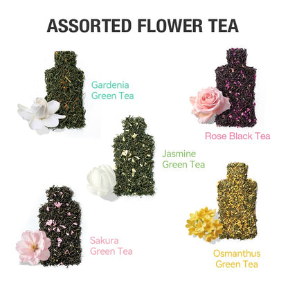 FUNTEA Cold Brew Flower Tea Sampler, Caffeine-Free Unsweetened Herbal Tea, 5 Flavors Variety Pack, Individually Wrapped Tea Bags, Refreshing Iced Tea, 10 Count (Pack of 1)