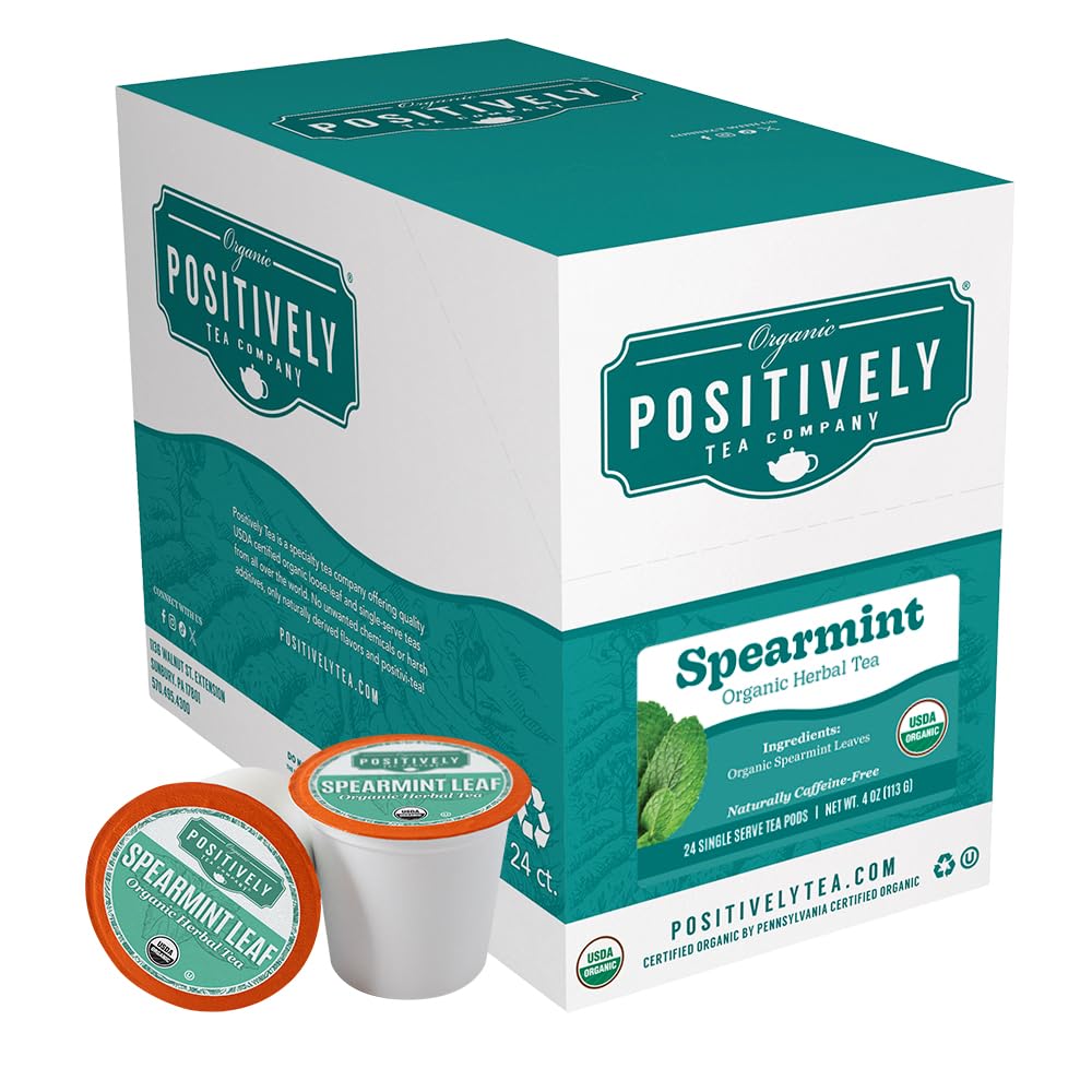 Organic Positively Tea Company, Spearmint Herbal Tea, K-Cup Compatible, 24 Pods