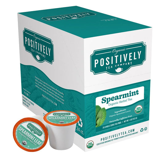 Organic Positively Tea Company, Spearmint Herbal Tea, K-Cup Compatible, 24 Pods