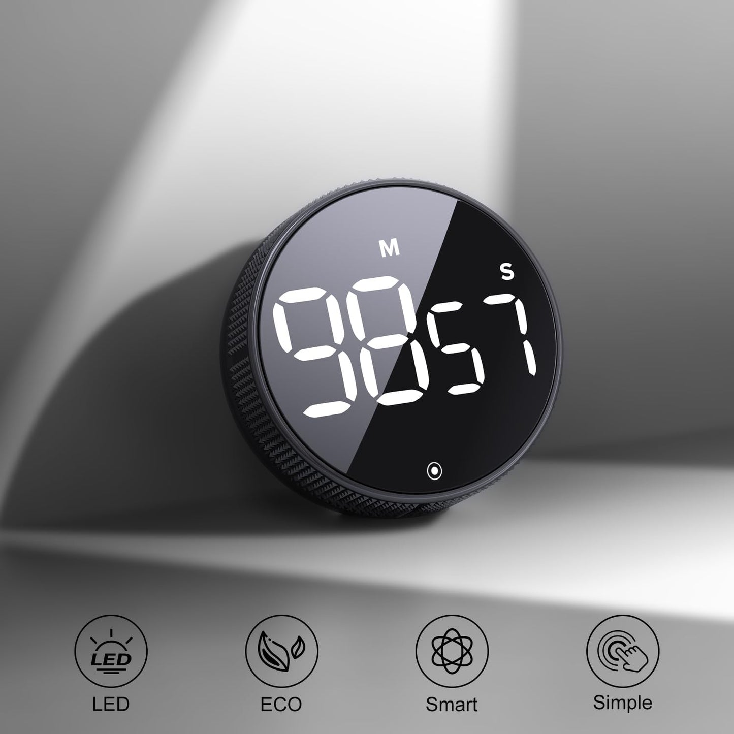 BlueSnail Kitchen Timer with LED Digital Display Smart Efficana for Home Classroom Gym Office, Volume and Brightness Adjustable Productivity Timer (Guncolor)