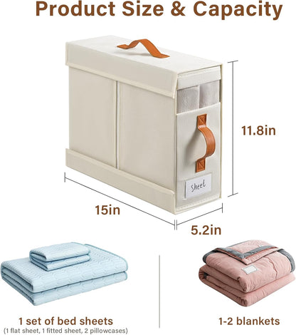 8 PCS Sheet Organizers and Storage,Foldable Bed Sheet Organizer with Handle