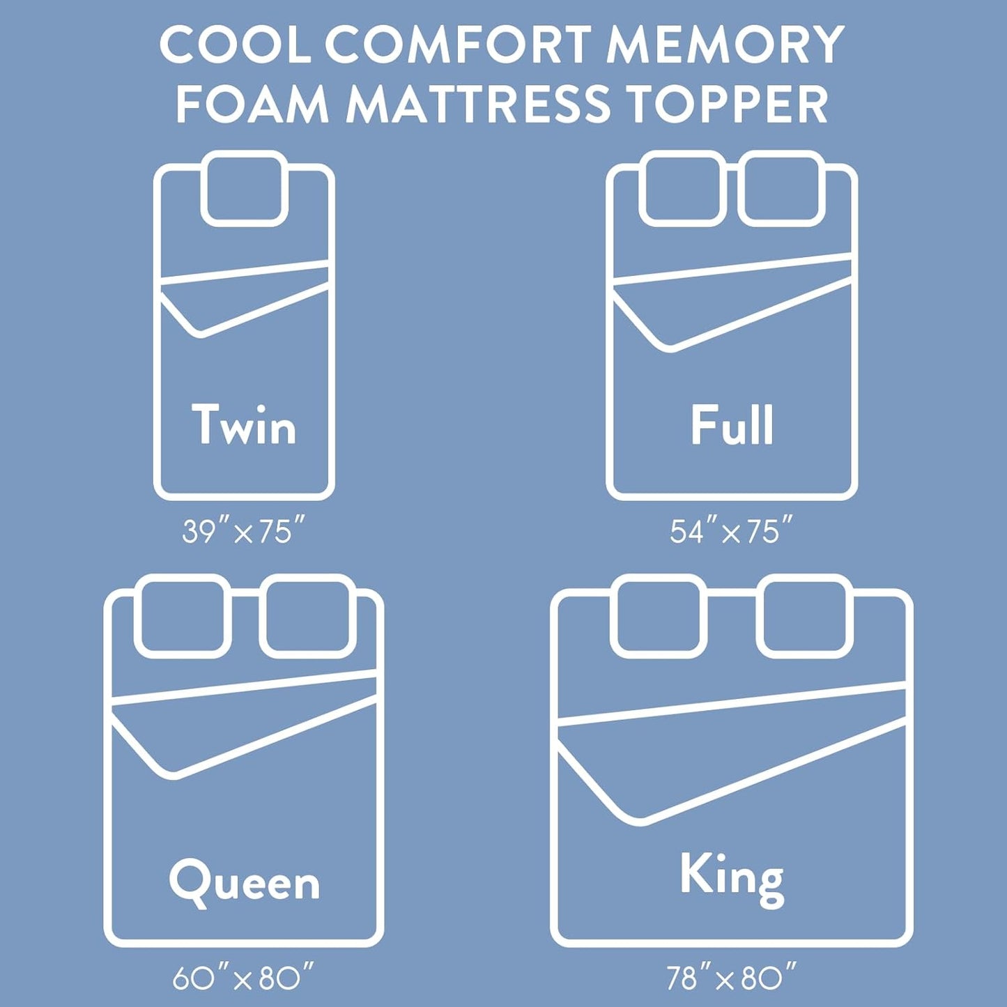 SureFit Queen Size Cooling Mattress Topper, 1/2 Inch Gel-Infused Memory Foam Mattress Pad, Breathable Ventilated Design, Light Soft Comfort for Hot Sleepers, Deep Pocket 8-20 Inch