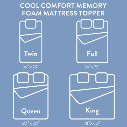 SureFit Queen Size Cooling Mattress Topper, 1/2 Inch Gel-Infused Memory Foam Mattress Pad, Breathable Ventilated Design, Light Soft Comfort for Hot Sleepers, Deep Pocket 8-20 Inch