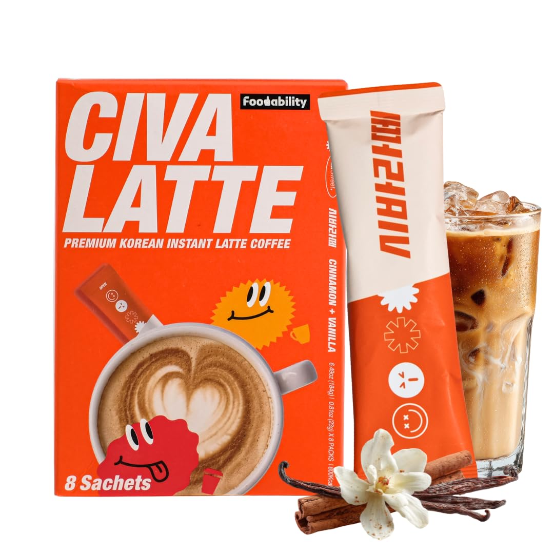 CIVA Matcha Korean Instant Matcha Latte 184g (8 Packets), Premium Sweet Matcha Powder Packets with Vanilla, Smooth & Creamy Cafe Style Green Tea Latte Mix, Single Serve Matcha Sticks, 6.49oz