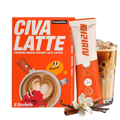 CIVA Matcha Korean Instant Matcha Latte 184g (8 Packets), Premium Sweet Matcha Powder Packets with Vanilla, Smooth & Creamy Cafe Style Green Tea Latte Mix, Single Serve Matcha Sticks, 6.49oz