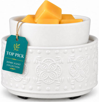 mocosa Ceramic Wax Melt Warmer, 3-in-1 Electric Wax Warmer for Scented Wax Melts, Flameless Candle Wax Burner for Home Fragrance, Bedroom Bathroom Office Decor, Gifts for Women Mom(Beige-Granular)