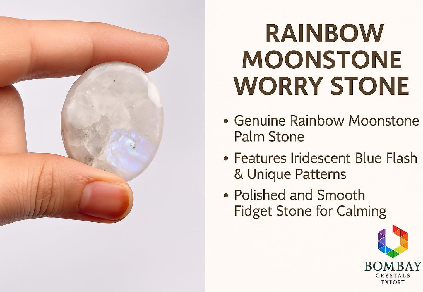 Natural Polished Thumb Palm Crystal for Meditation, Labradorite Worry Stone for Stress Relief, Anxiety Support & Pocket Reiki Healing