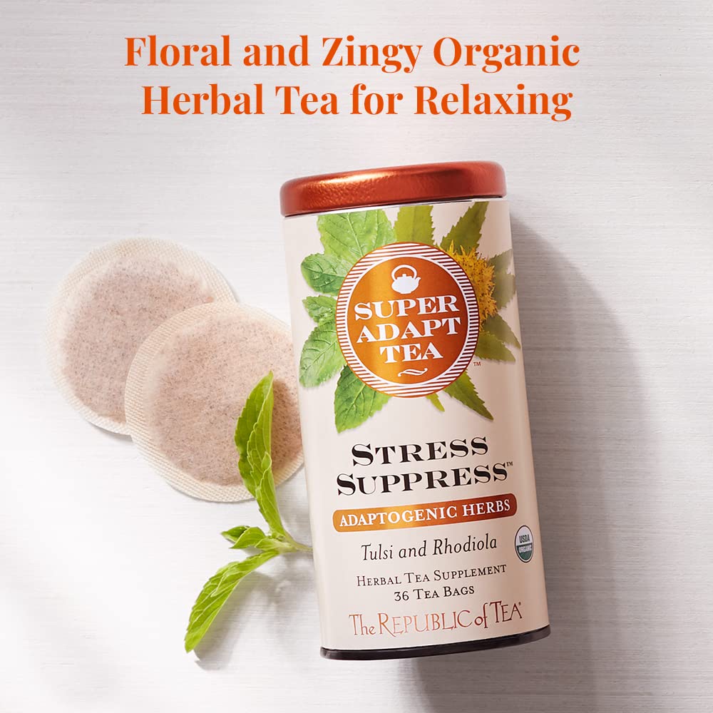 The Republic of Tea SuperAdapt Stress Suppress Organic Herbal Tea, 36 Count