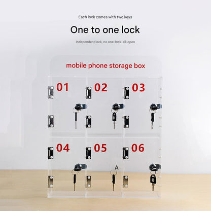 Cell Phone Locker Box - Acrylic Wall-Mounted with Locks and Keys, Secure Storage Cabinet for Office, Classroom, Gyms