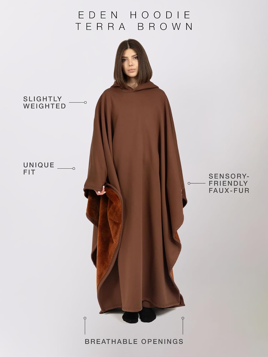 FREE THE SHEEP Eden Hoodie – Oversized Weighted Hoodie Cloak with Ultra-Soft Faux Fur Liner