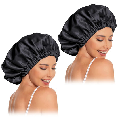 Satin Bonnet Silk Bonnet Hair Bonnet for Sleeping-Slouchy Beanie Hat Satin Sleep Cap for Women's Natural & Curly Hair(Blue Zircon)