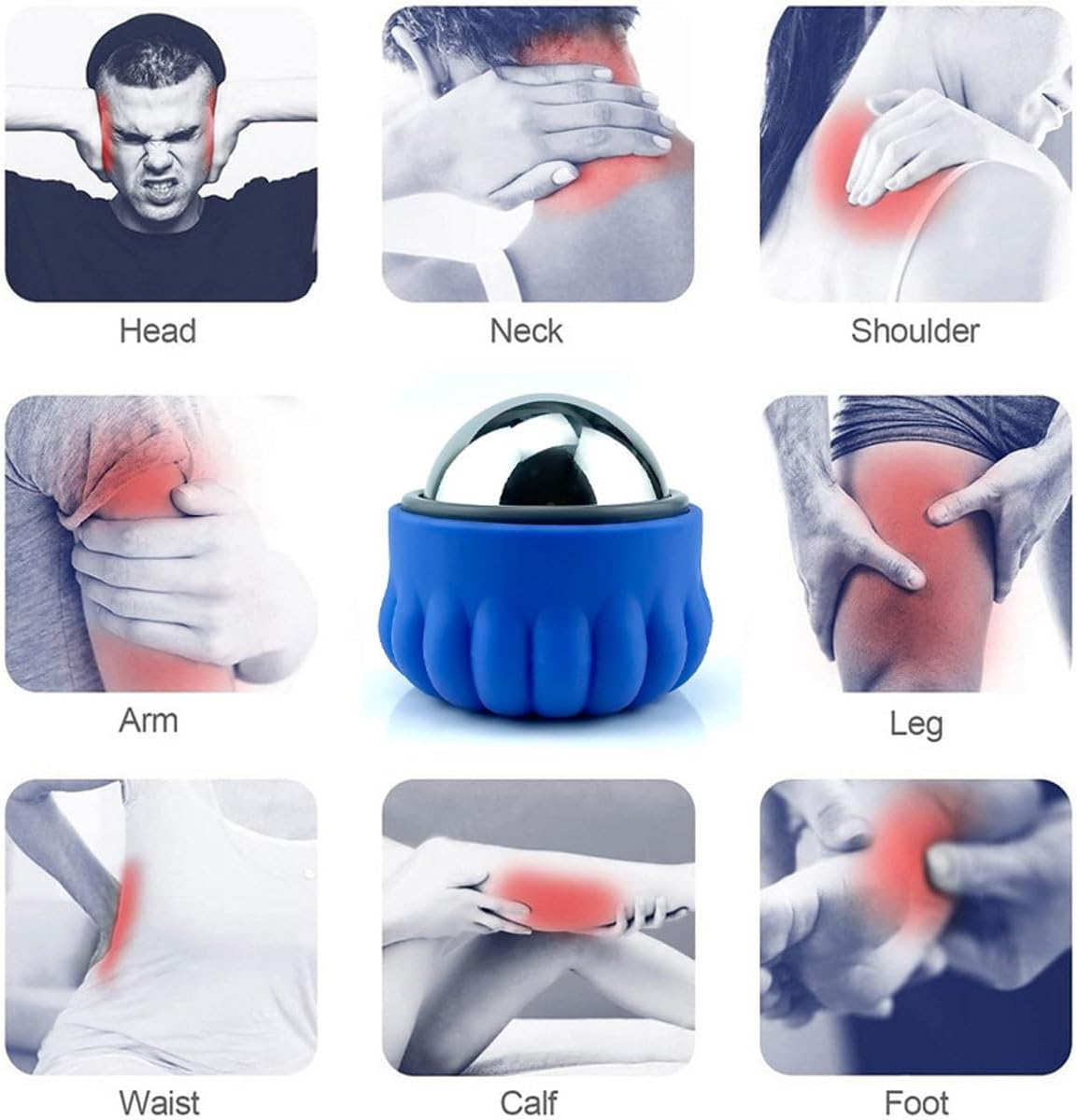 Everjoys Massage Ice Roller Ball, Cold & Heat Therapy Relief Massager, Deep Tissue Massage Pain Relief, Massager Tool for Back/Neck/Body/Face/Foot Pain, Muscles Recovery