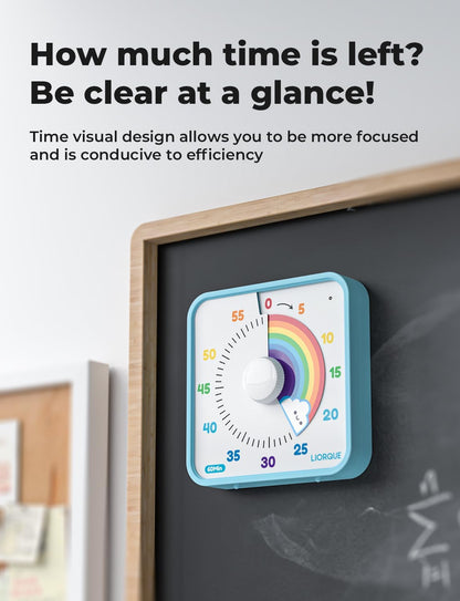 LIORQUE 7.5-Inch Large Visual Timer, 60-Minute Classroom Timer Magnetic