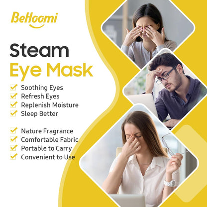 BeHoomi 20 Packs Steam Eye Mask, Heated Eye Mask Warm Compress for Eyes, Disposable Self Heating Steam Mask for Home, Sleep, Spa, Travel Essentials & Relaxation Gifts for Women (Lavender)