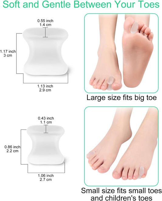 PGRODE Gel Toe Spacers Silicone Toe Separators for Women and Men, 12 Pack