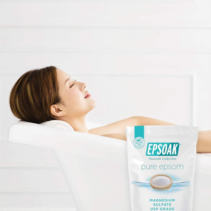 Epsoak Epsom Salt 38 lb. Magnesium Sulfate USP. (Qty. 2 x 19 lb. Bags) Resealable Epsom Salt Bag Unscented, Made in The USA, Cruelty-Free Certified