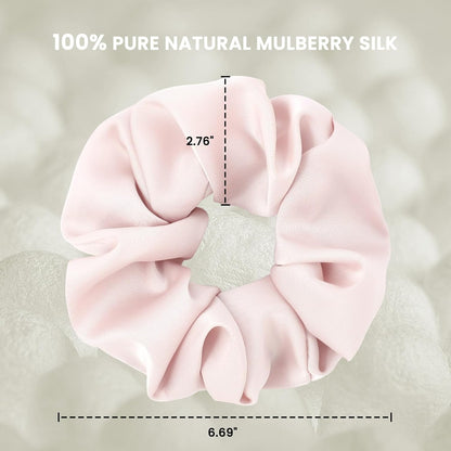 100% Mulberry Silk Scrunchies for Women, Oversized XL Hair Tie for Sleeping, Curly Thick or Thin Hair, No Damage Soft Silk Hair Accessory
