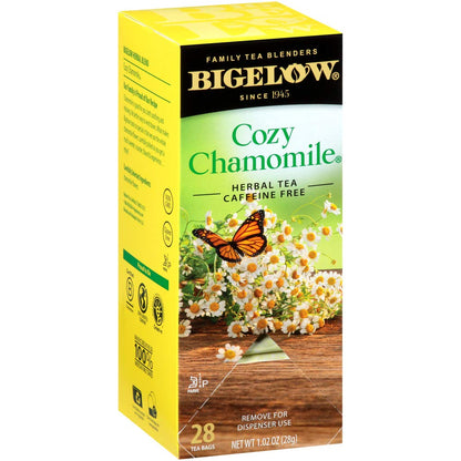 Bigelow Cozy Chamomile Herbal Tea,Caffeine Free Tea with Chamomile Flowers, 100 Count Box (Pack of 1)