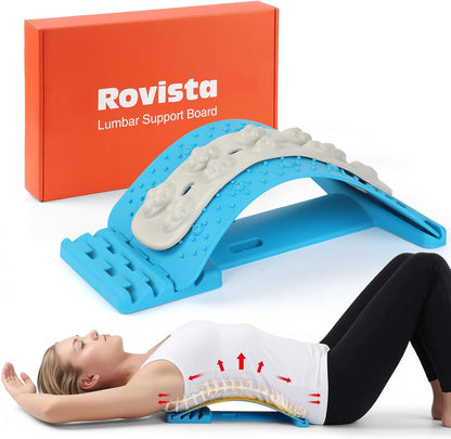 Premium Back Stretcher for Lower Back Pain Relief – 4-Level Adjustable Lumbar Support Board with Soft EVA Massage Strip – Durable & Portable Back Cracker to Release Tension and Reset Your Day (Black)