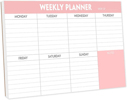 Weekly Planner Notepad - Tear Off Planning Pad with Daily Schedule & Calendar, 52 Sheets, 100gsm Paper, Undated Weekly To Do List Notepad, 10x7 in