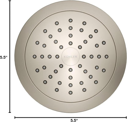 KOHLER 33631-Y-BN Cinq Round Single-Function Filtered Showerhead, Five-Layer Filtration, 2.5 GPM, Full Coverage Spray, Premium Durable Material, Vibrant Brushed Nickel