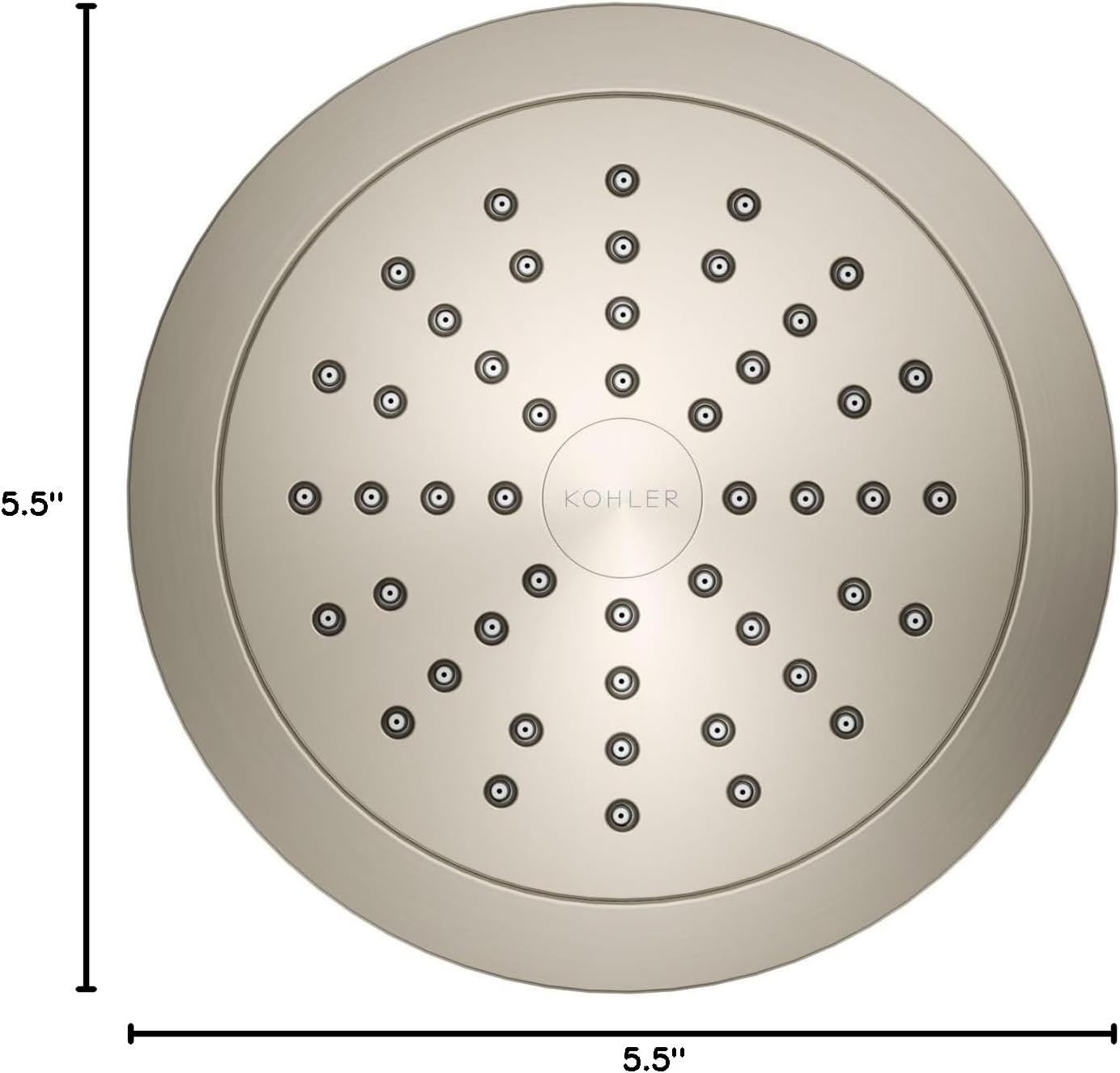 KOHLER 33631-Y-BN Cinq Round Single-Function Filtered Showerhead, Five-Layer Filtration, 2.5 GPM, Full Coverage Spray, Premium Durable Material, Vibrant Brushed Nickel