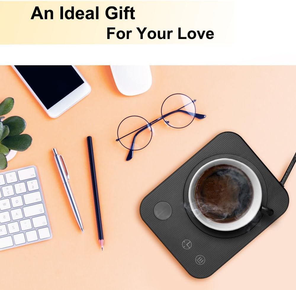 Coffee Mug Warmer, Smart Candle Warmer, Electric Cup Warmer with Aluminum Metal Panel for Office, Desk Accessories, Electric Beverage Warmer for Cocoa, Milk, Coffee Gifts for Dad
