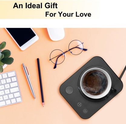 Coffee Mug Warmer, Smart Candle Warmer, Electric Cup Warmer with Aluminum Metal Panel for Office, Desk Accessories, Electric Beverage Warmer for Cocoa, Milk, Coffee Gifts for Dad