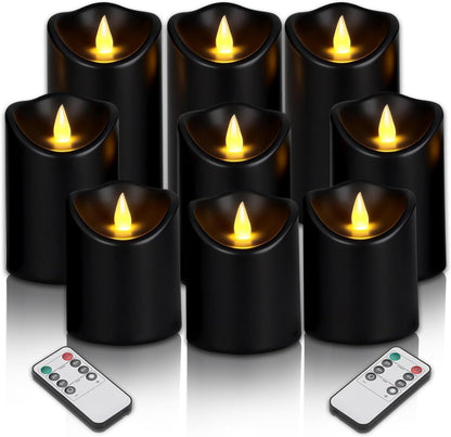 Flameless Candles 4" 5" 6" Set of 3 Outdoor Indoor Ivory Pillars Battery Operated Flickering Candles with Cozy Climbing Flame Effect, 8-Key Remote Timer, Plastic LED Candles for Wedding Decor