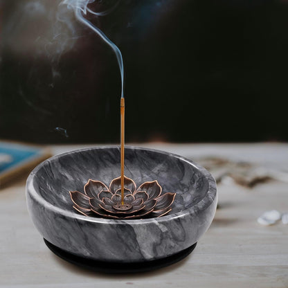 Vrupin Natural Marble Incense Burner, Handmade Incense Stick Incense Burner Reflux Burner, Ideal for use in Meditation, Incense Smokers and Decoration. (Black)