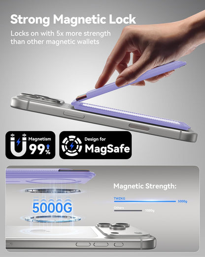 TWZKG for MagSafe Wallet, Works with Apple Find My,5 Card Holder with Stand