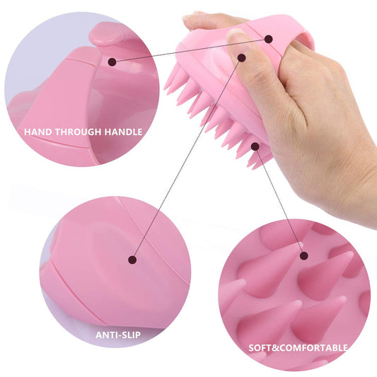 3 Pcs Silicone Scalp Massager & Shampoo Brush, Handheld Scalp Scrubber Cleansing Brush for Shower