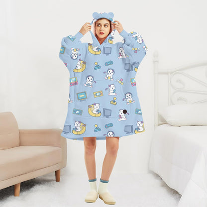 THREE POODLE Wearable Blanket Hoodie for Women, Oversized Sherpa Sweatshirt Blanket for Adults Men, Cozy Hooded Blankets, Gifts for Teen Girls Women Mom Sister