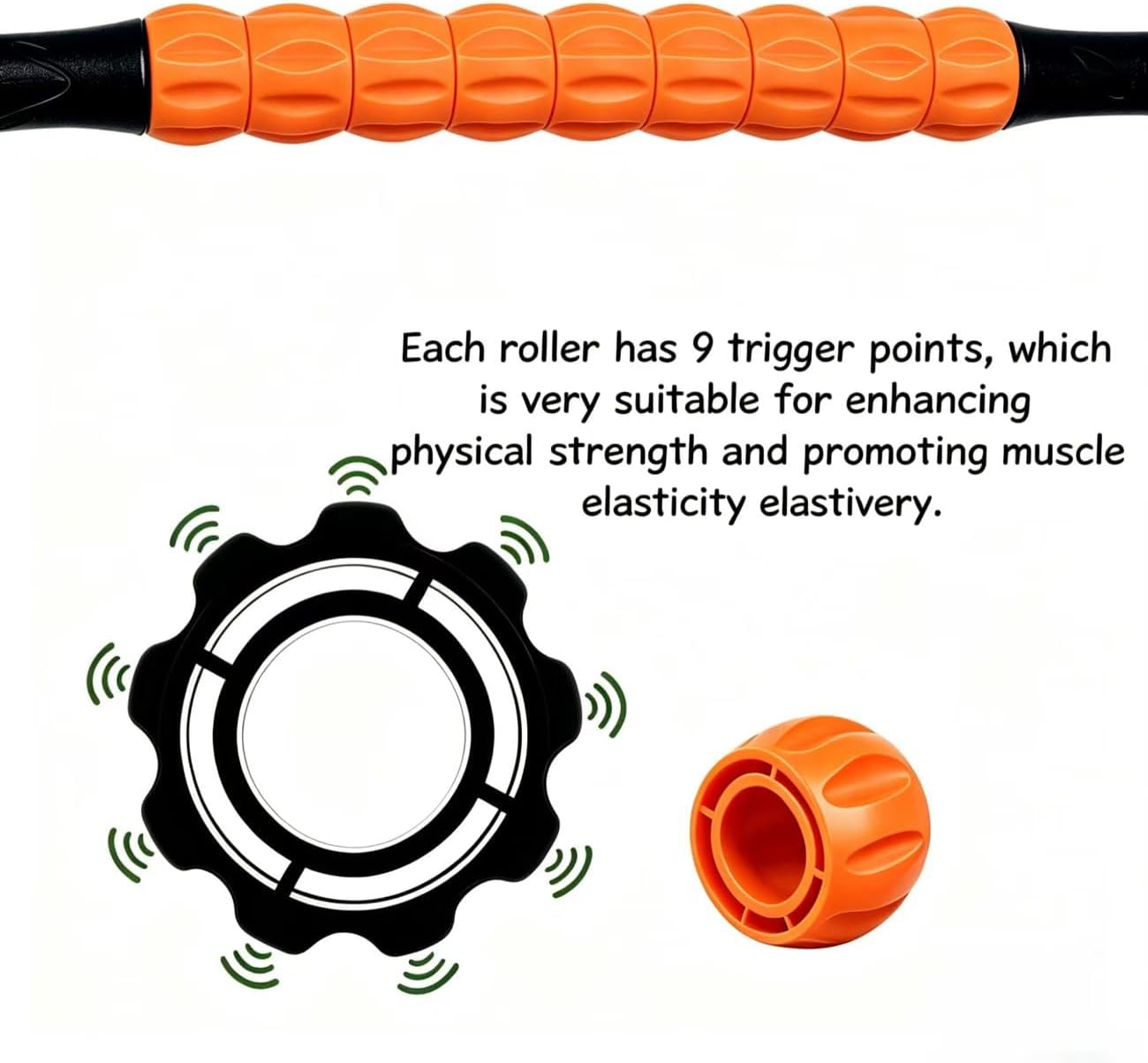 Muscle Roller Stick - A Full-Body Massage Roller that Can Relieve Muscle Soreness, Cramps and Tension After Exercise. It is a Handheld Physical Therapy and Recovery Tool（Black and Purple）