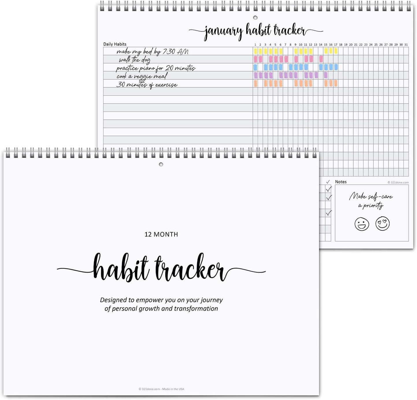 321Done Habit Tracker Calendar Pad, 8.5x11 Monthly, Made in USA