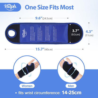 Hilph Wrist Ice Pack Wrap for Carpal Tunnel Relief, FSA Eligible HSA, Reusable Wrist Hot & Cold Therapy Brace for Hand Injuries, Arthritis, Tendonitis, Surgery Recovery Items Gifts Men Women, Blue