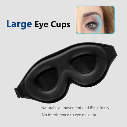 ALASKA BEAR Sleep Mask for Side Sleepers Patented Design, Cup-Shaped and Extra-Soft, 100 Blackout Eye Mask Shades Cover for Men and Women Home or Travel, Machine Washable, Black