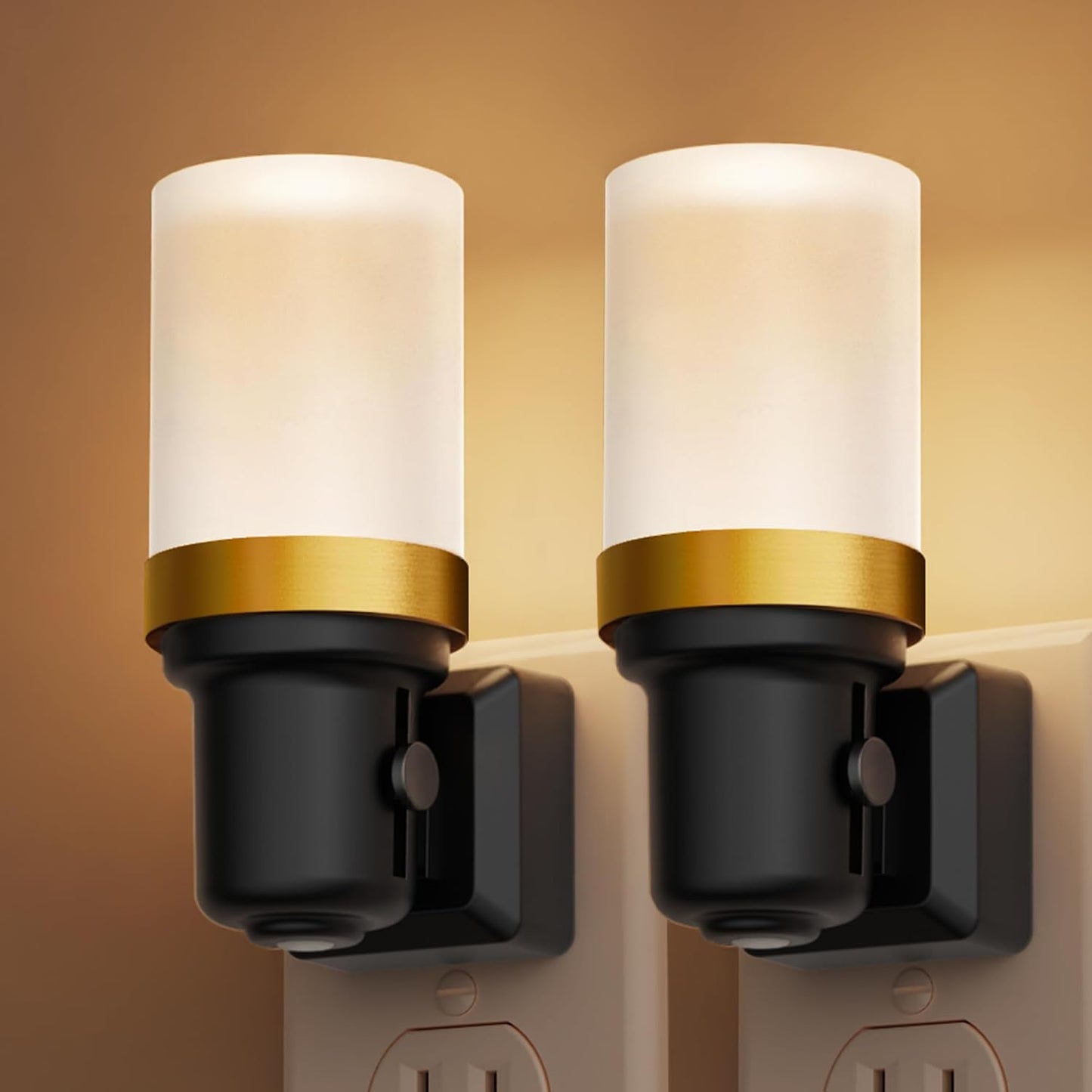 L LOHAS LED Night Light, Dimmable Night Lights Plug into Wall, Automatic Night Lights Plug in with Auto Light Sensor,Adjustable Brightness Amber LED Night Light, for Bedroom Hallway Home Decor
