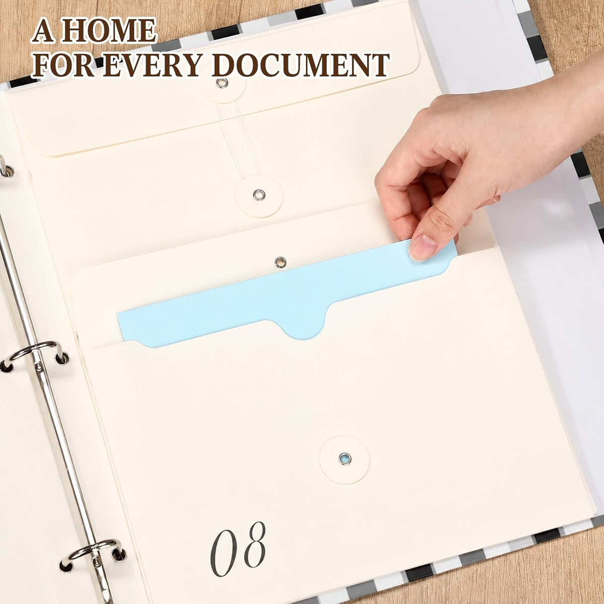 Important Document Organizer Folder Binder Checkered, Green
