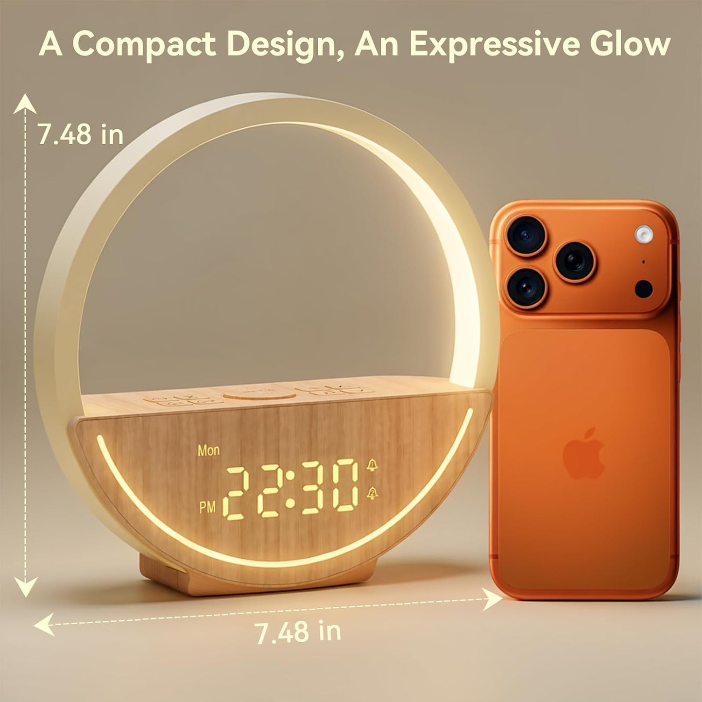 Vivilumens Sunrise Alarm Clock - Gentle Wake Up White Noise Sound Machine Alarm Clocks with 20 Soothing Sounds for Bedroom, Dual Alarms for Heavy Sleepers, Touch Control Night Light, Snooze, Timer